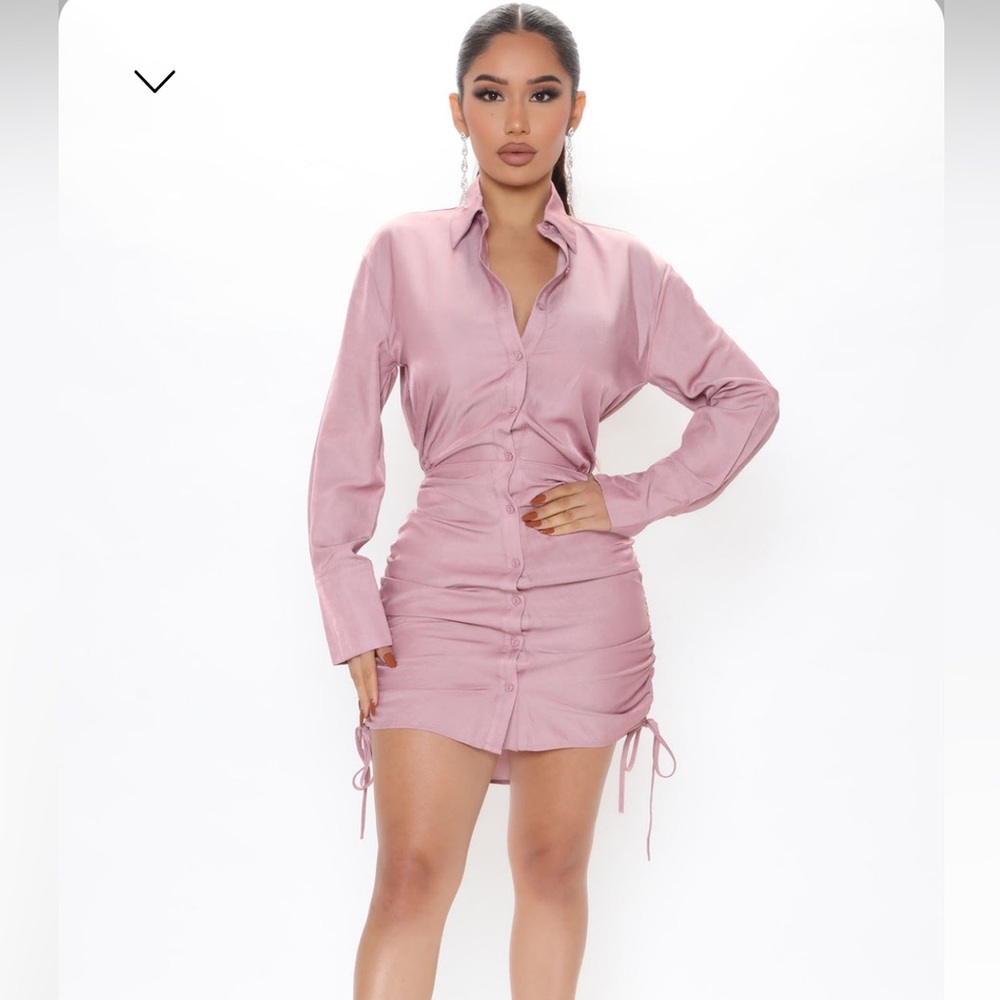 Fashion Nova ruched shirt dress
